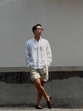 「アイテム（ローファー）」を使った、としかつさん（メンズ・171cm）の夏コーディネート