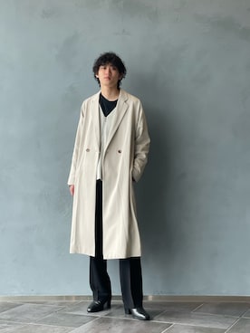 「Lui's（ルイス）のアイテム（チェスターコート）」を使った、小田十夢さん（メンズ・178cm）の冬コーディネート
