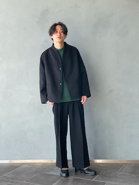 「Lui's（ルイス）のアイテム（ローファー）」を使った、小田十夢さん（メンズ・178cm）の冬コーディネート