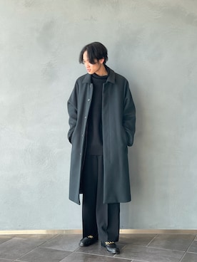 「Lui's（ルイス）のアイテム（ステンカラーコート）」を使った、小田十夢さん（メンズ・178cm）の冬コーディネート