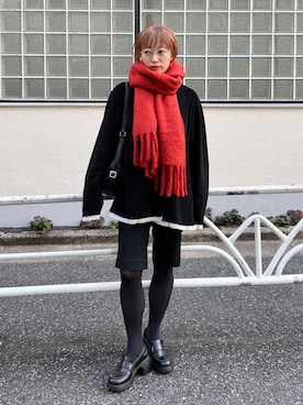 「アイテム（マフラー、レッド系）」を使った、Yoshida Aoiさん（レディース・155cm）の秋コーディネート