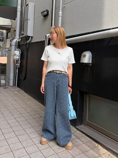 セール】【夏デニム/細見え◎/美脚パンツ/2サイズ展開】フラワーエン