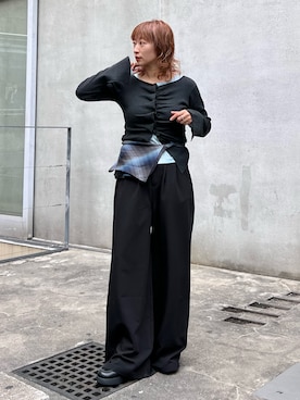 「アイテム（スラックス）」を使った、Yoshida Aoiさん（レディース・155cm・30代）の秋コーディネート