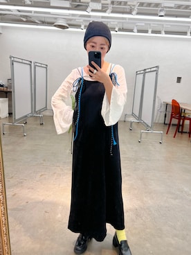 「ニットキャップ」｜「アイテム（ワンピース/ドレス）」を使った、Yoshida Aoiさん（レディース・155cm）の冬コーディネート