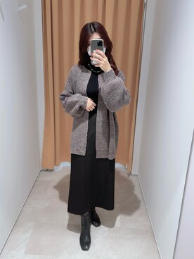 「Adoon plain（アドーンプレーン）のアイテム（スカート）」を使った、kasumiさん（レディース・163cm）の冬コーディネート