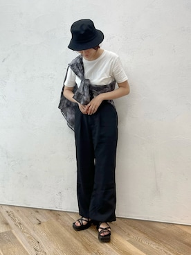 「Adoon plain（アドーンプレーン）のアイテム（パンツ）」を使った、kasumiさん（レディース・163cm）の夏コーディネート