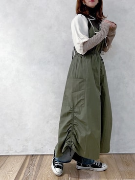 「ミリタリーコーデ」｜「アイテム（ワンピース/ドレス）」を使った、kasumiさん（レディース・163cm）の春コーディネート