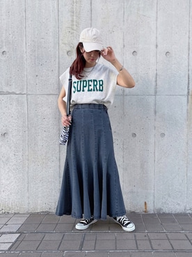 「apres jour mignon（アプレジュールミニョン）のアイテム（帽子）」を使った、kasumiさん（レディース・163cm）の夏コーディネート