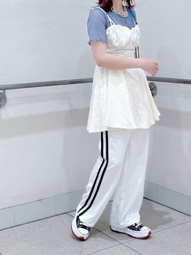 「Adoon plain（アドーンプレーン）のアイテム（パンツ）」を使った、kasumiさん（レディース・163cm）の夏コーディネート