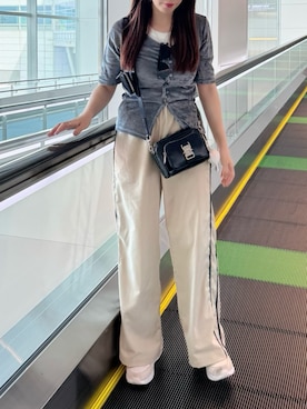 「アイテム（スラックス）」を使った、kasumiさん（レディース・163cm）の夏コーディネート