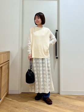 「FORK&SPOON（フォークアンドスプーン）のアイテム（Tシャツ/カットソー）」を使った、くずみさん（レディース・159cm）の秋コーディネート