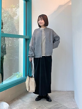 「URBAN RESEARCH DOORS（アーバンリサーチドアーズ）のレイヤードSETプルオーバー（ニット/セーター、ベージュ系）」を使った、くずみさん（レディース・159cm）の秋コーディネート