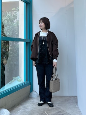 「アイテム（ブルゾン）」を使った、くずみさん（レディース・159cm）の秋コーディネート