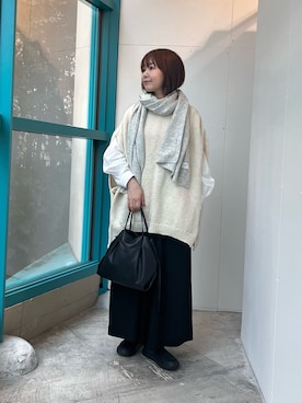 「アイテム（シャツ/ブラウス）」を使った、くずみさん（レディース・159cm・40代）の冬コーディネート