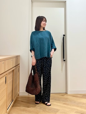 「RODE SKO（ロデスコ）のアイテム」を使った、くずみさん（レディース・159cm）の夏コーディネート