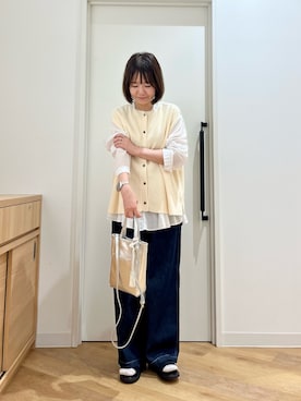 「かぐれ（カグレ）のアイテム（デニムパンツ）」を使った、くずみさん（レディース・159cm）の秋コーディネート