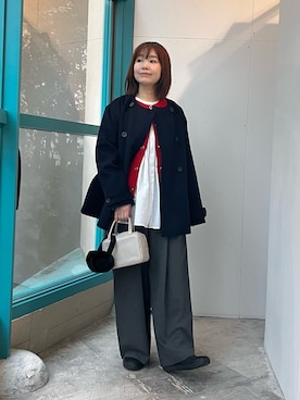 「アイテム（イヤーマフ）」を使った、くずみさん（レディース・159cm）の冬コーディネート