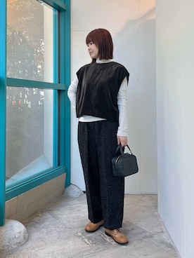 「アイテム（ボストンバッグ）」を使った、くずみさん（レディース・159cm）の秋コーディネート