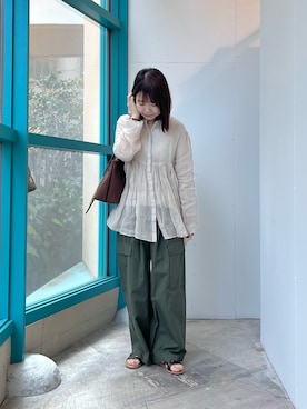 「URBAN RESEARCH DOORS（アーバンリサーチドアーズ）のカッティングサンダル（サンダル、ブラウン系）」を使った、くずみさん（レディース・159cm）の春コーディネート