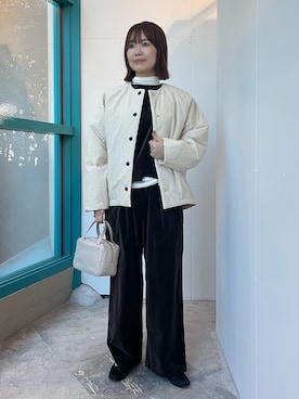 「冬の注目アウター」｜「アイテム（ジャケット/アウター）」を使った、くずみさん（レディース・159cm）の秋コーディネート