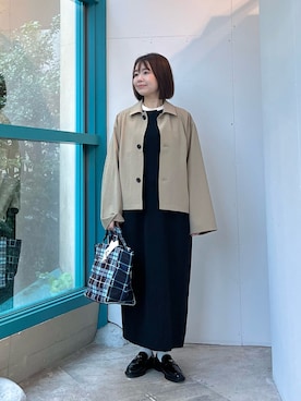 「RODE SKO（ロデスコ）の『WEB/一部店舗限定』コインローファー（ローファー、ブラック系）」を使った、くずみさん（レディース・159cm）の秋コーディネート