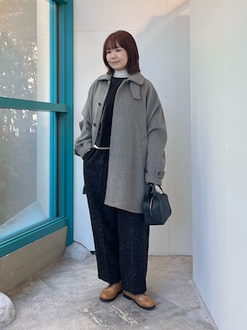 「アイテム（ステンカラーコート）」を使った、くずみさん（レディース・159cm）の秋コーディネート