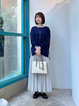 「URBAN RESEARCH DOORS（アーバンリサーチドアーズ）のTストラップローファー（ローファー、ブラウン系）」を使った、くずみさん（レディース・159cm）の秋コーディネート
