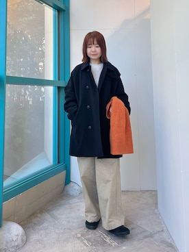 「アイテム（ピーコート）」を使った、くずみさん（レディース・159cm）の秋コーディネート