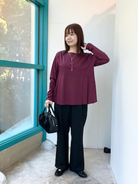 「完声ボトム」｜くずみさん（レディース・159cm）の秋コーディネート