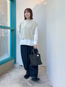 「アイテム（ベスト）」を使った、くずみさん（レディース・159cm・40代）の秋コーディネート