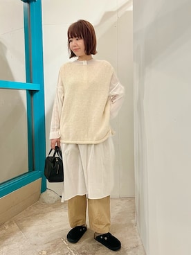 「アイテム（チュニック）」を使った、くずみさん（レディース・159cm・40代）の秋コーディネート