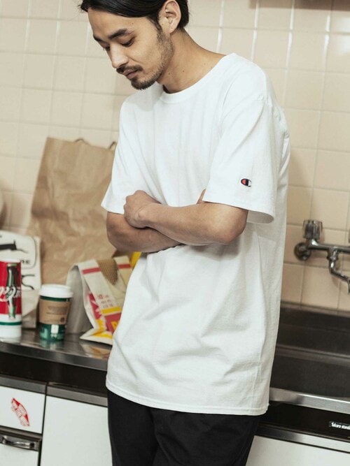 Champion/チャンピオン コットン ワッペン Tシャツ 無地T トップス