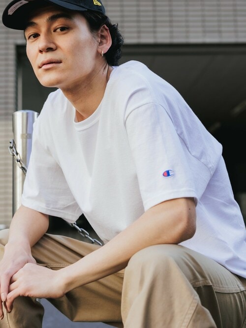 Champion/チャンピオン コットン ワッペン Tシャツ 無地T トップス