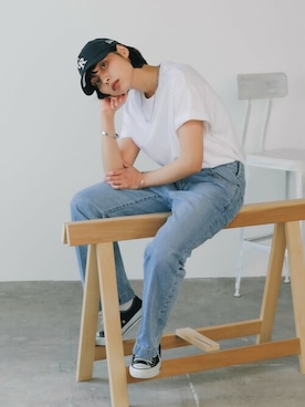 「GILDAN（ギルダン）のアイテム（Tシャツ/カットソー）」を使った、Rooptokyoさん（レディース・160cm）の夏コーディネート