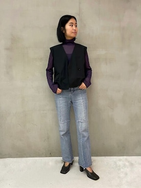 「アイテム（パンプス、グレー系）」を使った、AYUさん（レディース・158cm）の春コーディネート