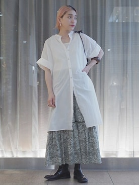 「リーフプリント」｜増田さん（レディース・157cm）の夏コーディネート
