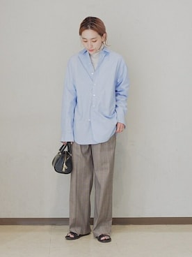 「SHIPS（シップス）の淡水パールマンテルネックレス 40cm（ネックレス）」を使った、増田さん（レディース・157cm）の夏コーディネート