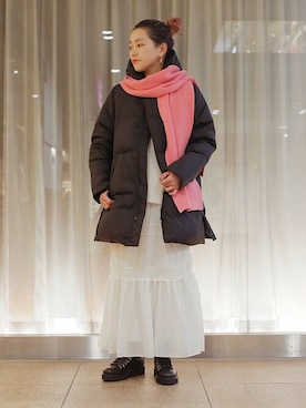 「SHIPS for women」｜「アイテム（ダウンジャケット/コート）」を使った、増田さん（レディース・157cm）の冬コーディネート