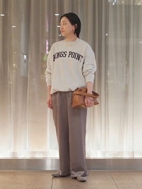 「SHIPS（シップス）の淡水パールマンテルネックレス 40cm（ネックレス）」を使った、増田さん（レディース・157cm）の夏コーディネート