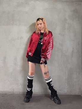 「アイテム（スタジャン）」を使った、sakurakoさん（レディース・158cm）の秋コーディネート