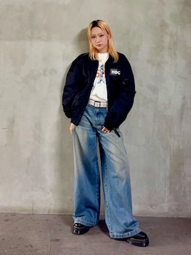 「アイテム（ミリタリージャケット）」を使った、sakurakoさん（レディース・158cm）の秋コーディネート