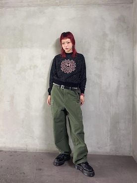 「HYSTERIC GLAMOUR（ヒステリックグラマー）のロゴスタッズ フリンジミニバッグ（ショルダーバッグ）」を使った、sakurakoさん（レディース・158cm）の秋コーディネート