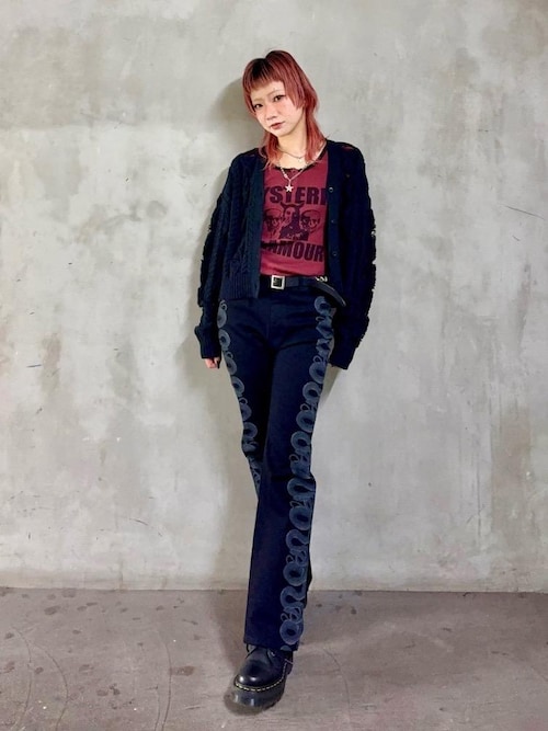 ヒステリックグラマー　デニムフレアパンツ　SNAKE LOOP SNAKE LOOP柄デニムフレアパンツ|HYSTERIC GLAMOUR WOMEN