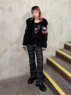 「アイテム（スタジャン）」を使った、sakurakoさん（レディース・158cm）の冬コーディネート