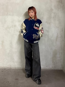 「アイテム（スタジャン）」を使った、sakurakoさん（レディース・158cm）の冬コーディネート