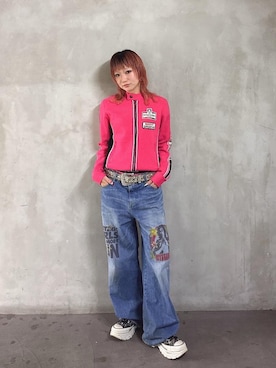 「アイテム（その他アウター、ピンク系）」を使った、sakurakoさん（レディース・158cm）の冬コーディネート