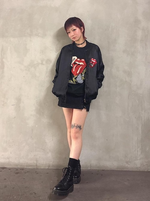 APPLE PANDA刺繍 サイドレースアップデニムミニスカート（デニム