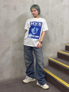 「HYSTERIC GLAMOUR（ヒステリックグラマー）のルーズストレートデニムパンツ（デニムパンツ、ブルー系）」を使った、sakurakoさん（レディース）の春コーディネート