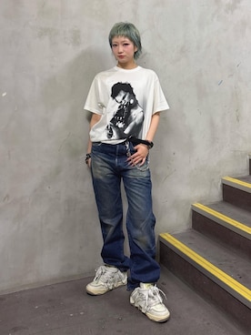 「HYSTERIC GLAMOUR（ヒステリックグラマー）のWOMAN ON SKULL  PICKウォレットチェーン（ウォレットチェーン、シルバー系）」を使った、sakurakoさん（レディース）の春コーディネート