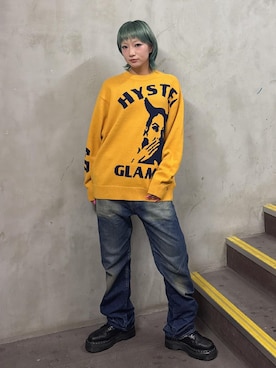 「HYSTERIC GLAMOUR（ヒステリックグラマー）のHRA加工 WW2ストレートデニムパンツ（デニムパンツ、ブルー系）」を使った、sakurakoさん（レディース）の夏コーディネート